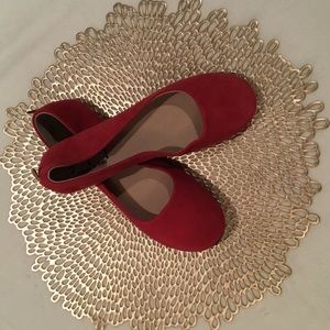 fs/ny Red Suede Sloop Flats